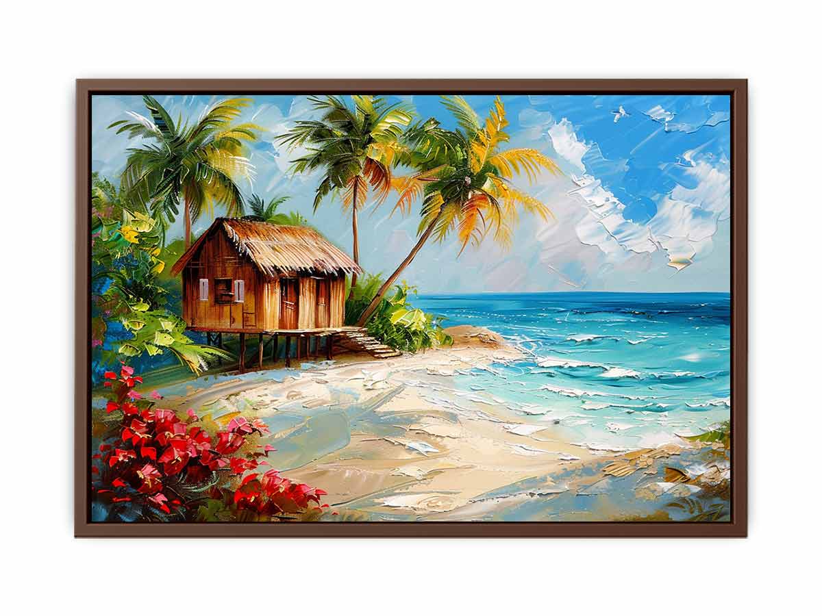 Wooden House on Beach Canvas Art Print-6
