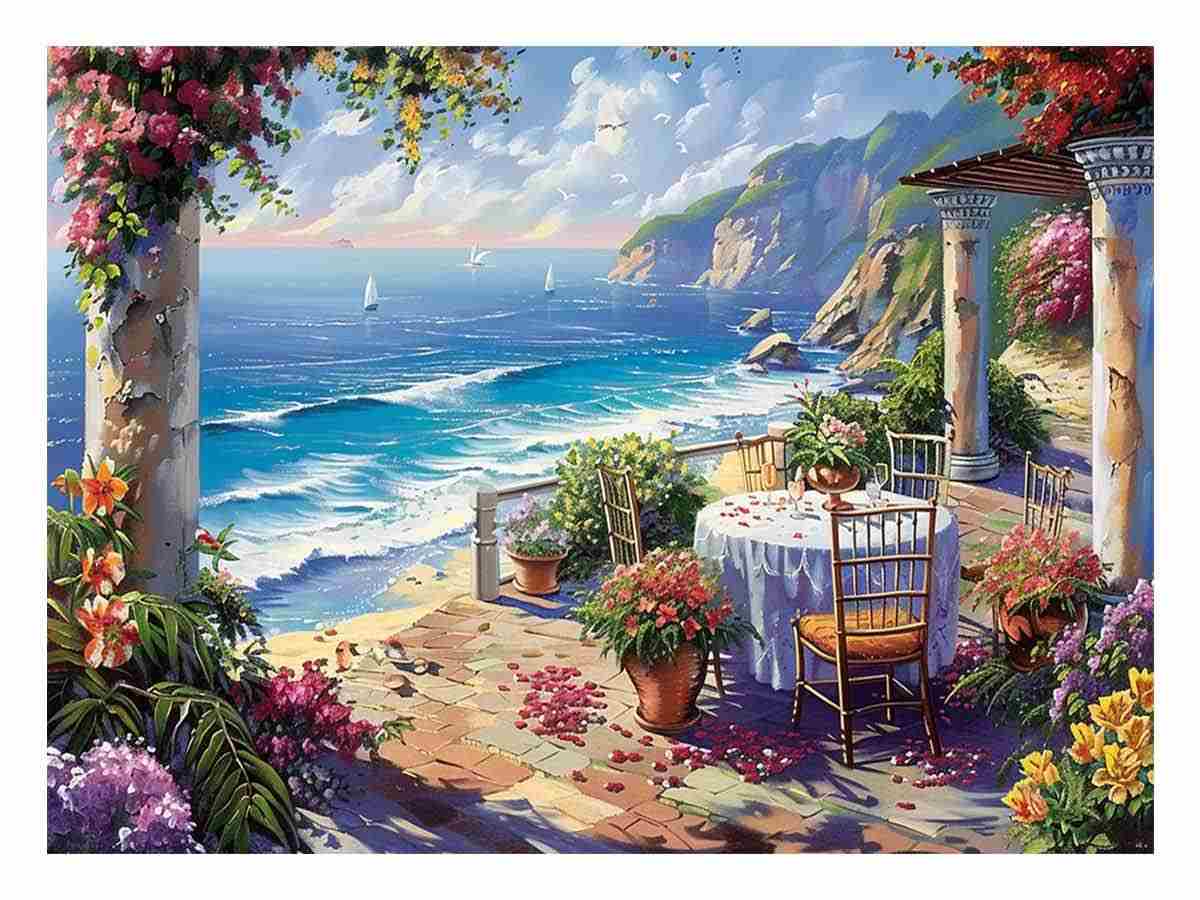 Outdoor Dining Canvas Art Print-0