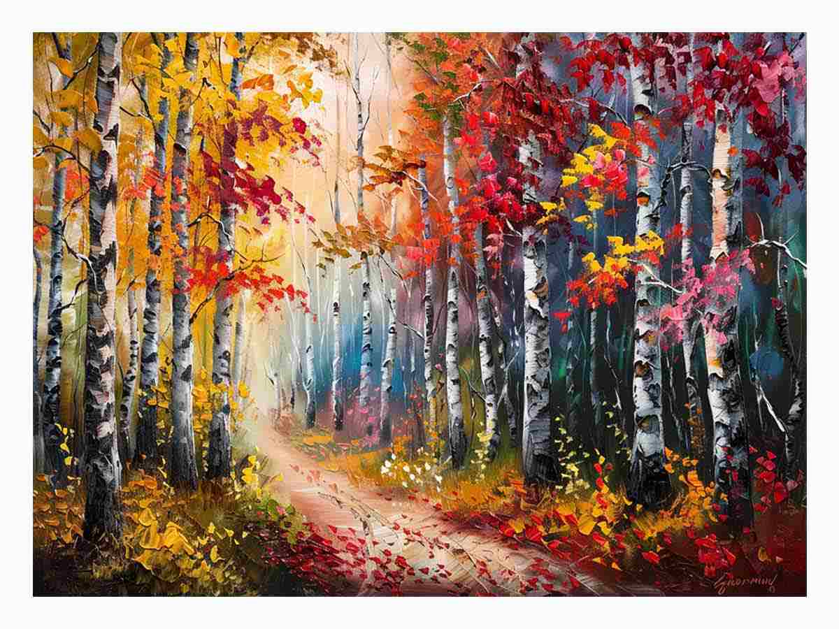 Red Forest Canvas Painting-0