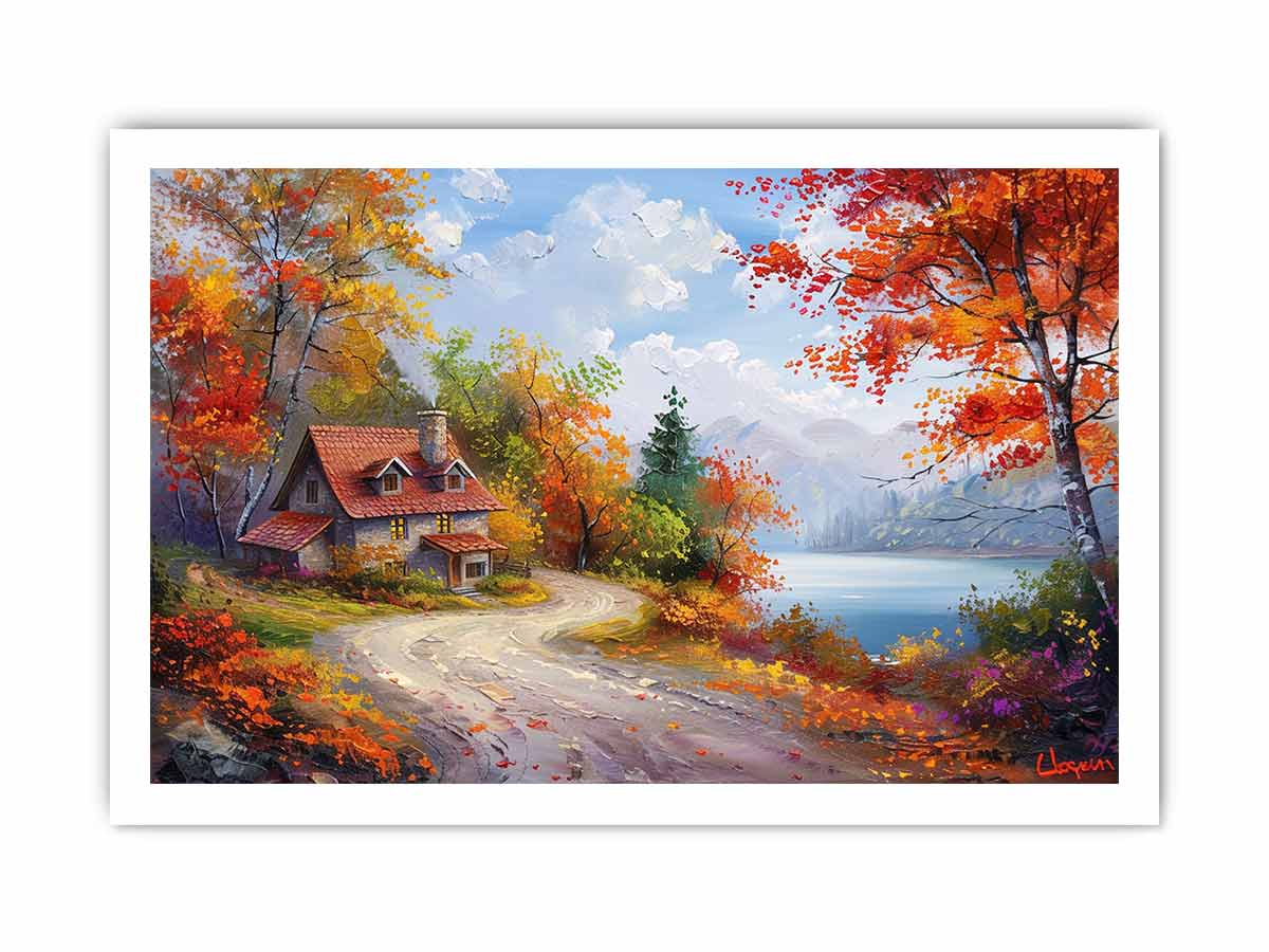 Autumn Dream House Canvas Art Print-8