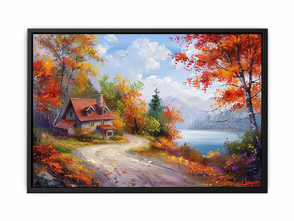 Autumn Dream House Canvas Art Print-4