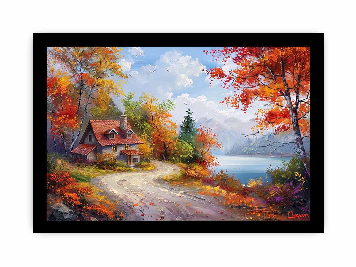 Autumn Dream House Canvas Art Print-7