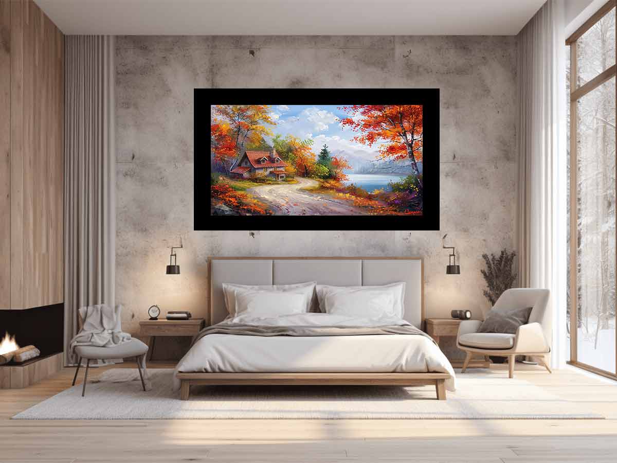Autumn Dream House Canvas Art Print-1