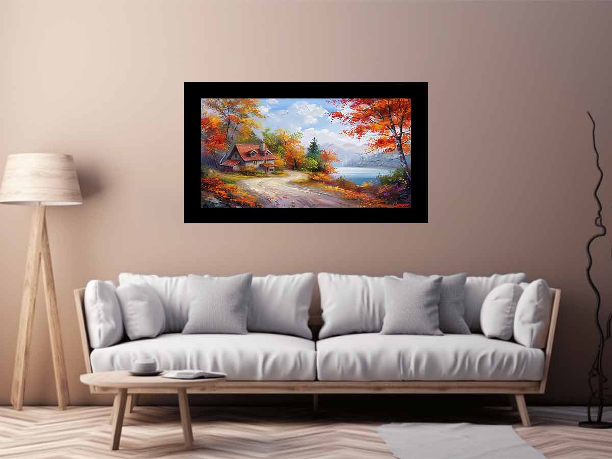 Autumn Dream House Canvas Art Print-2