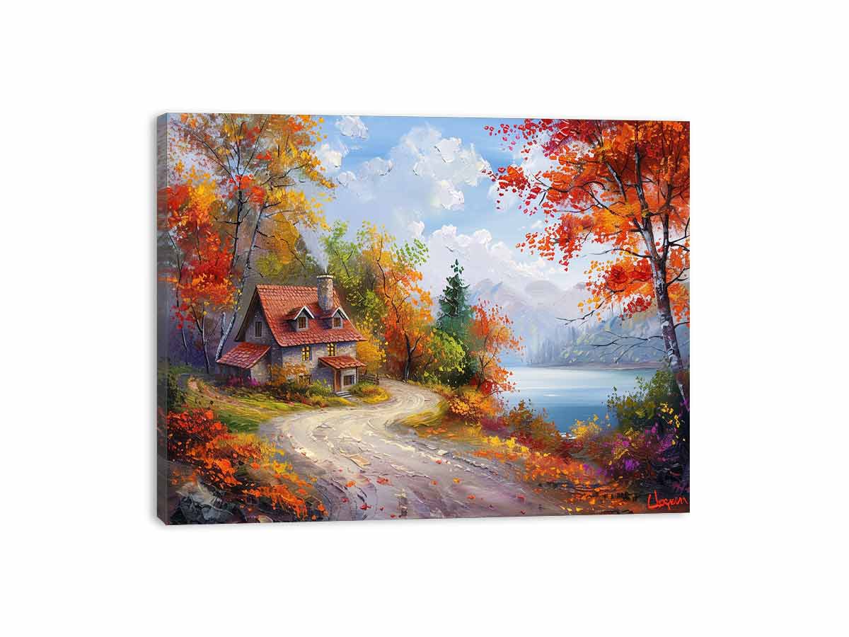 Autumn Dream House Canvas Art Print-3