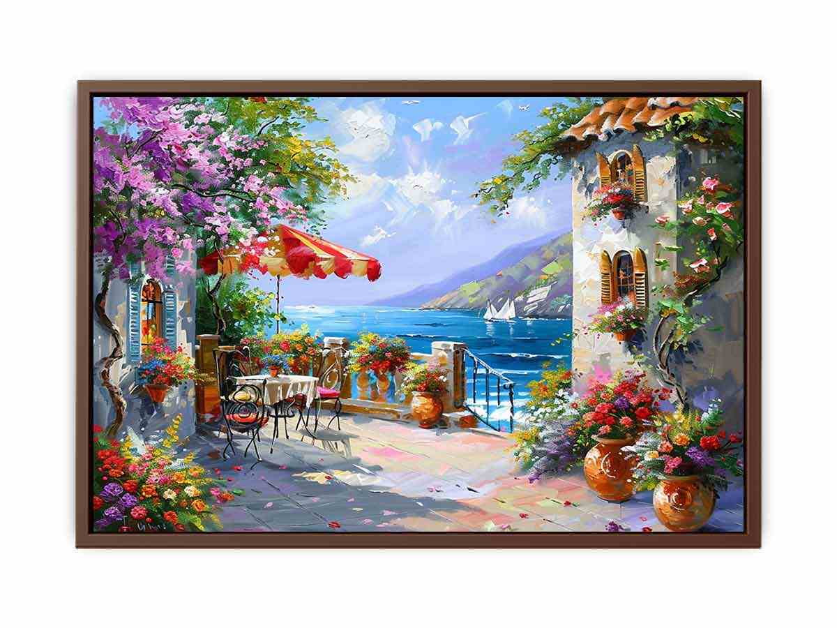 Italian Beachside Cafe Canvas Art Print-6
