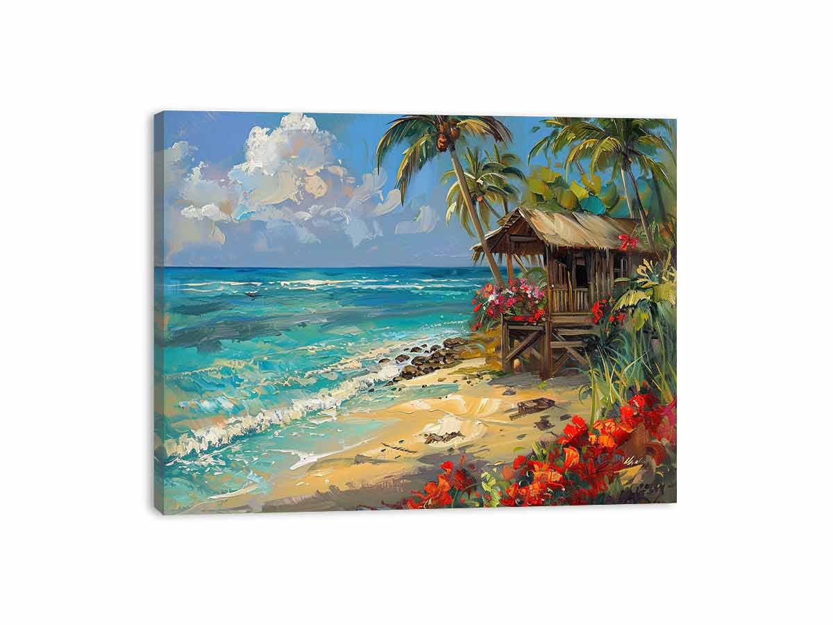 Beachside House Canvas Painting-3