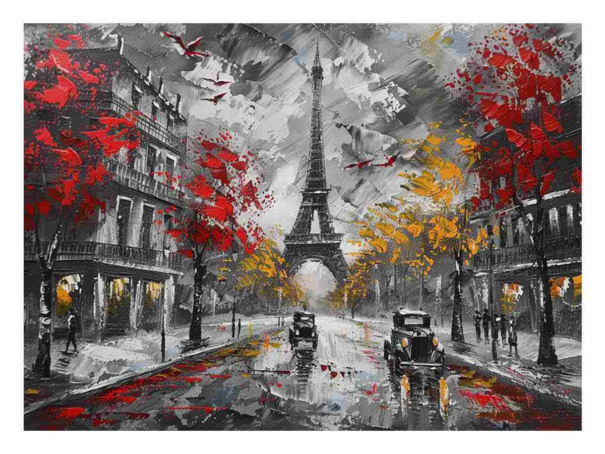 Eiffel Tower Paris Street Canvas Art Print-0