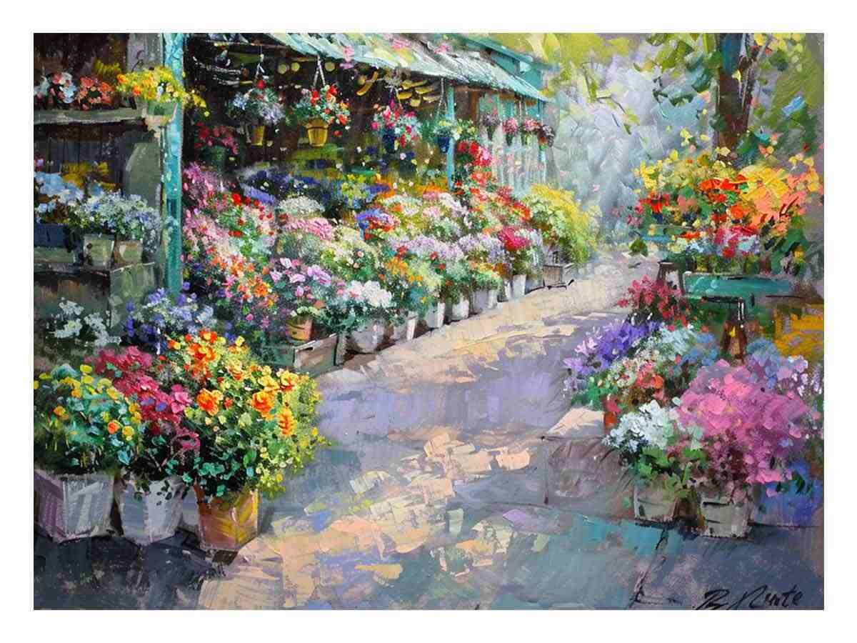 Flower Market Canvas Art Print-0