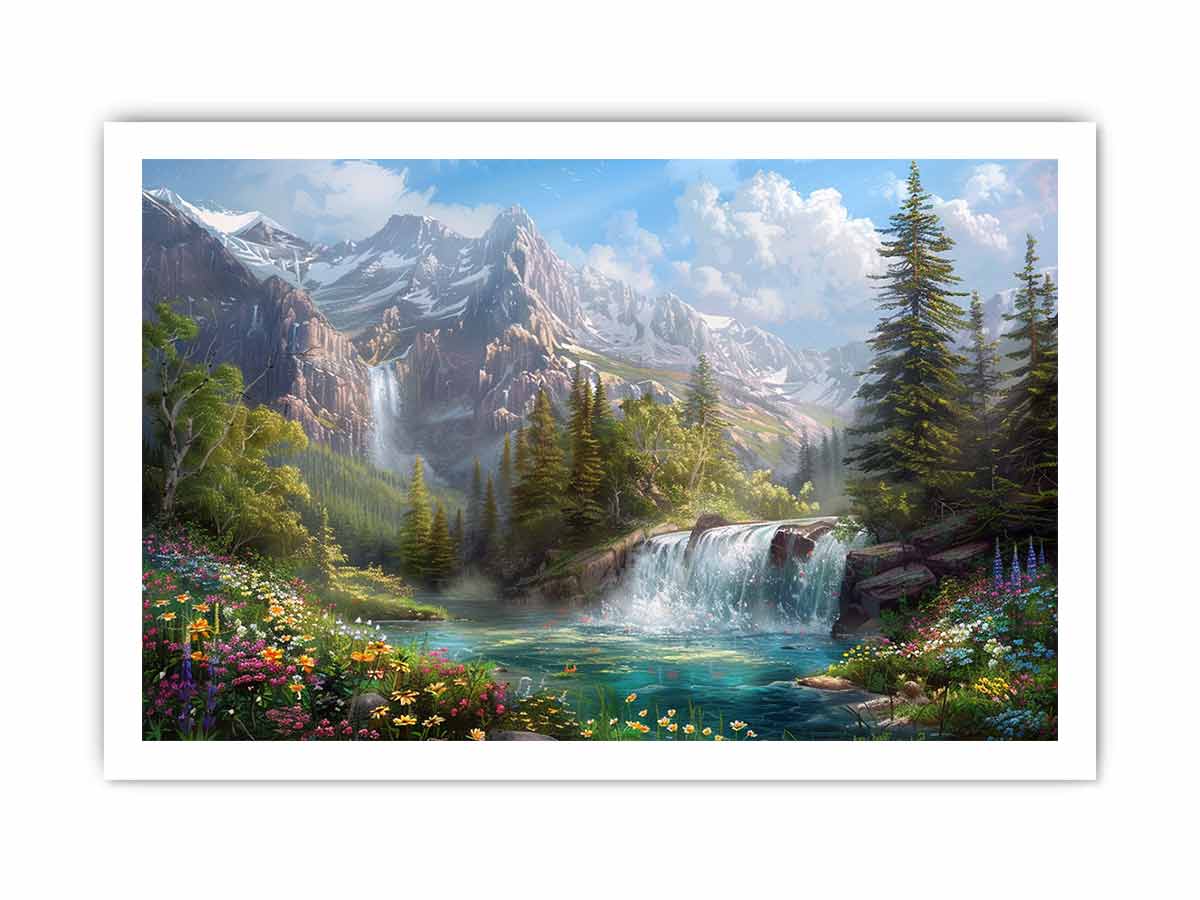 Mountain Waterfall Canvas Art Print-8