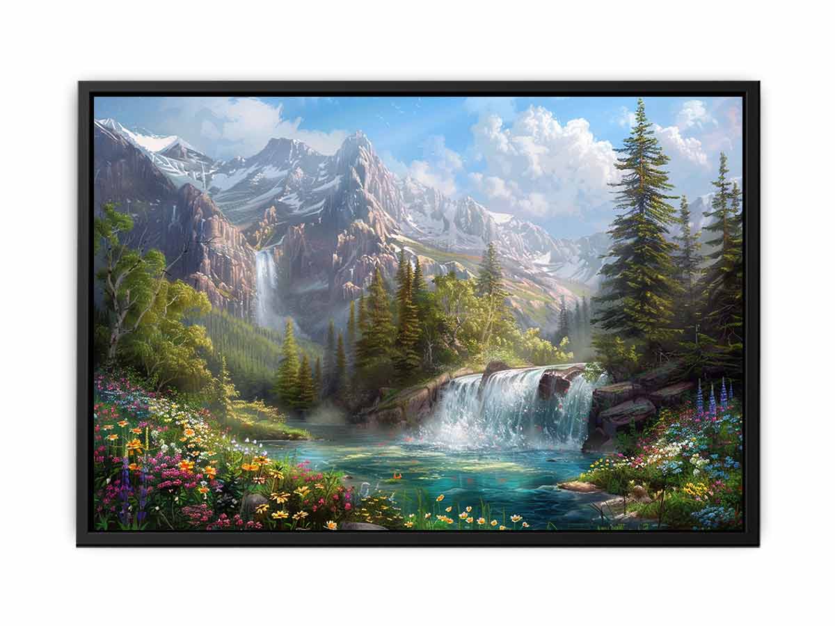 Mountain Waterfall Canvas Art Print-4