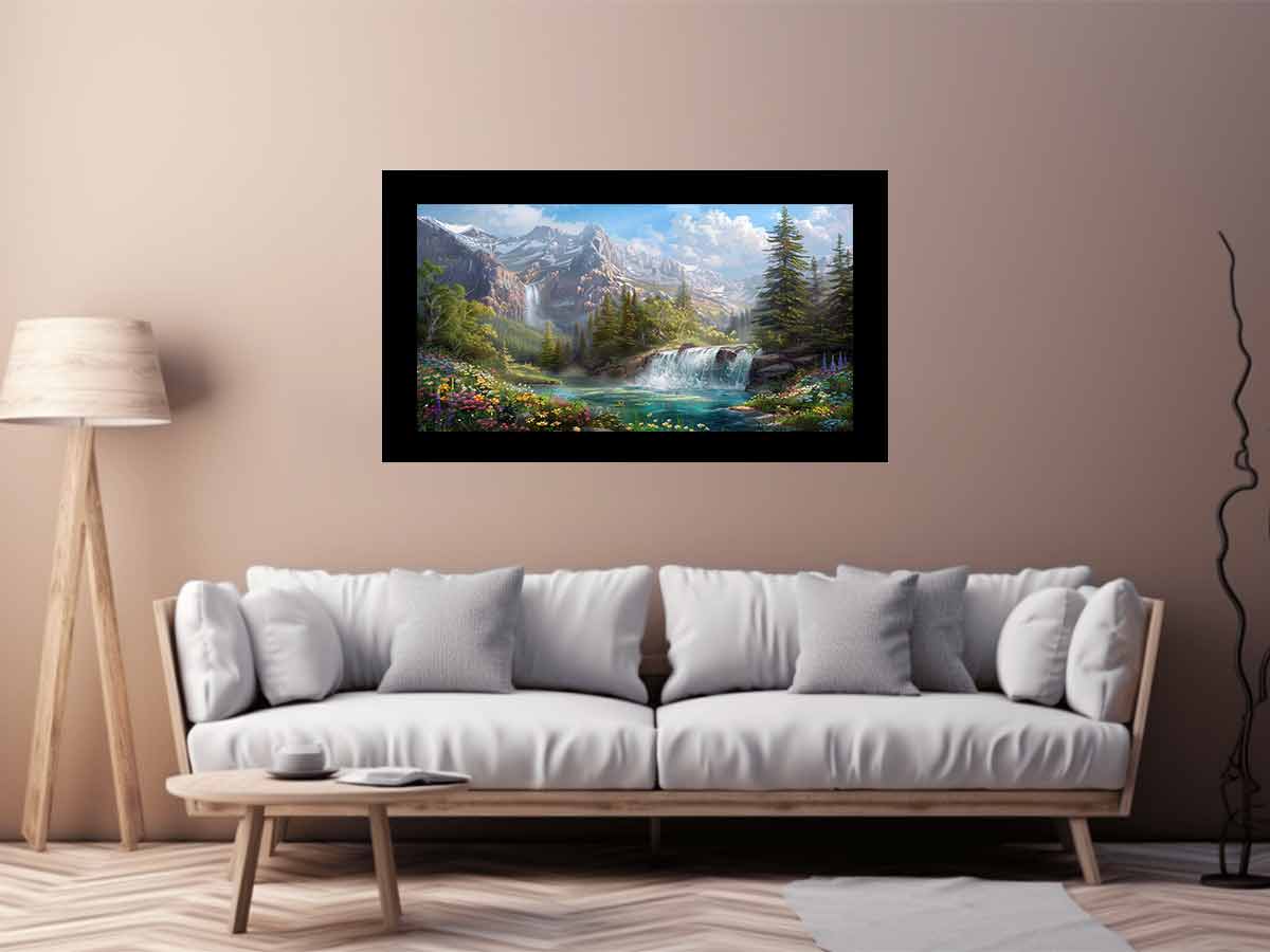 Mountain Waterfall Canvas Art Print-2