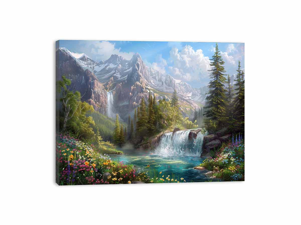 Mountain Waterfall Canvas Art Print-3