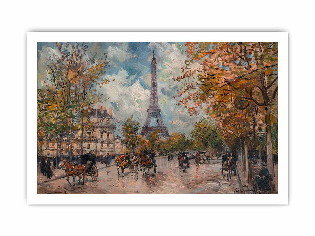 Vintage Eiffel Tower canvas painting-8