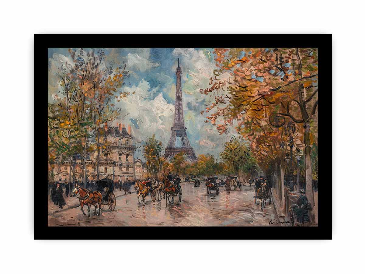Vintage Eiffel Tower canvas painting-7