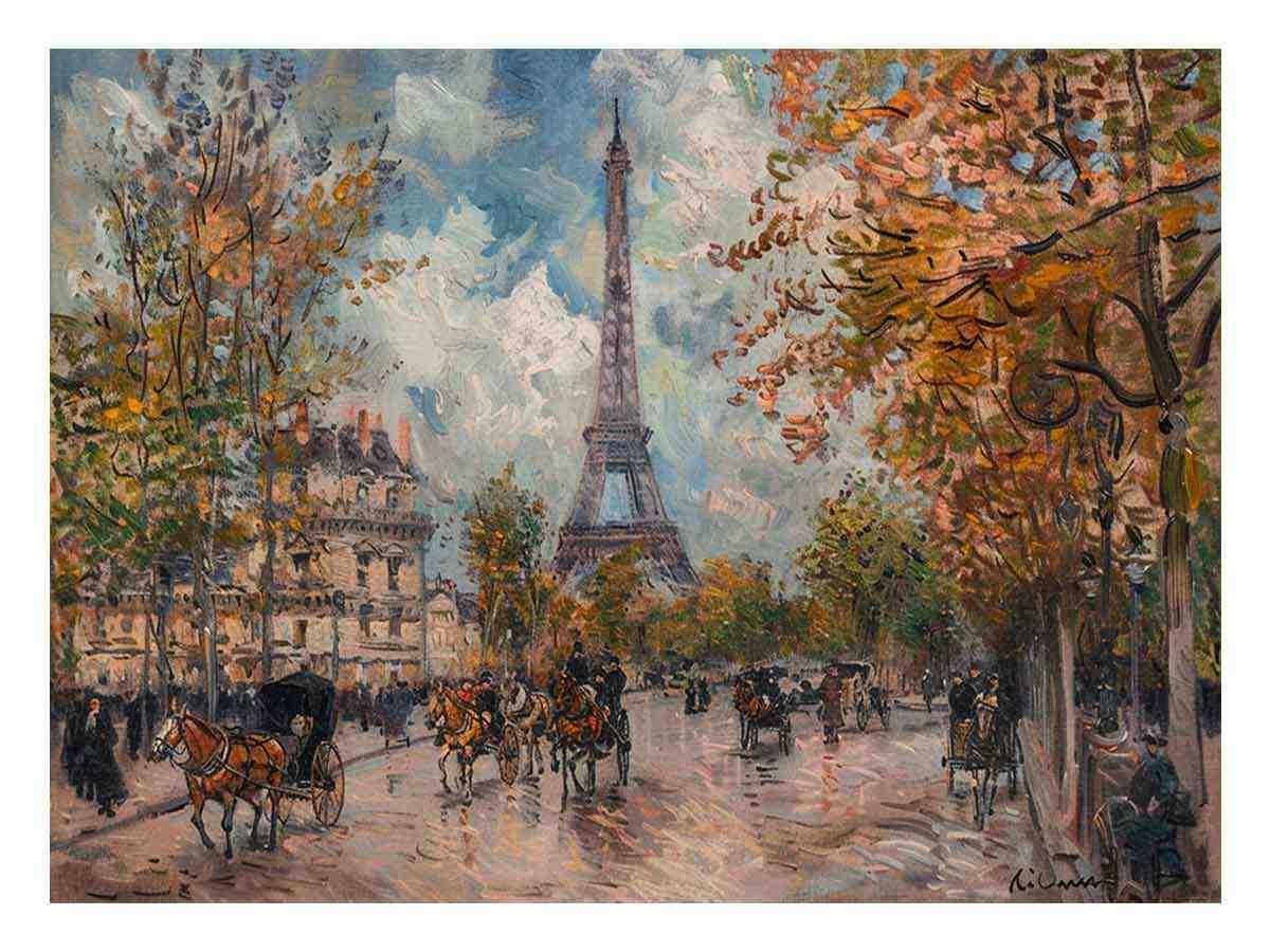 Vintage Eiffel Tower canvas painting-0