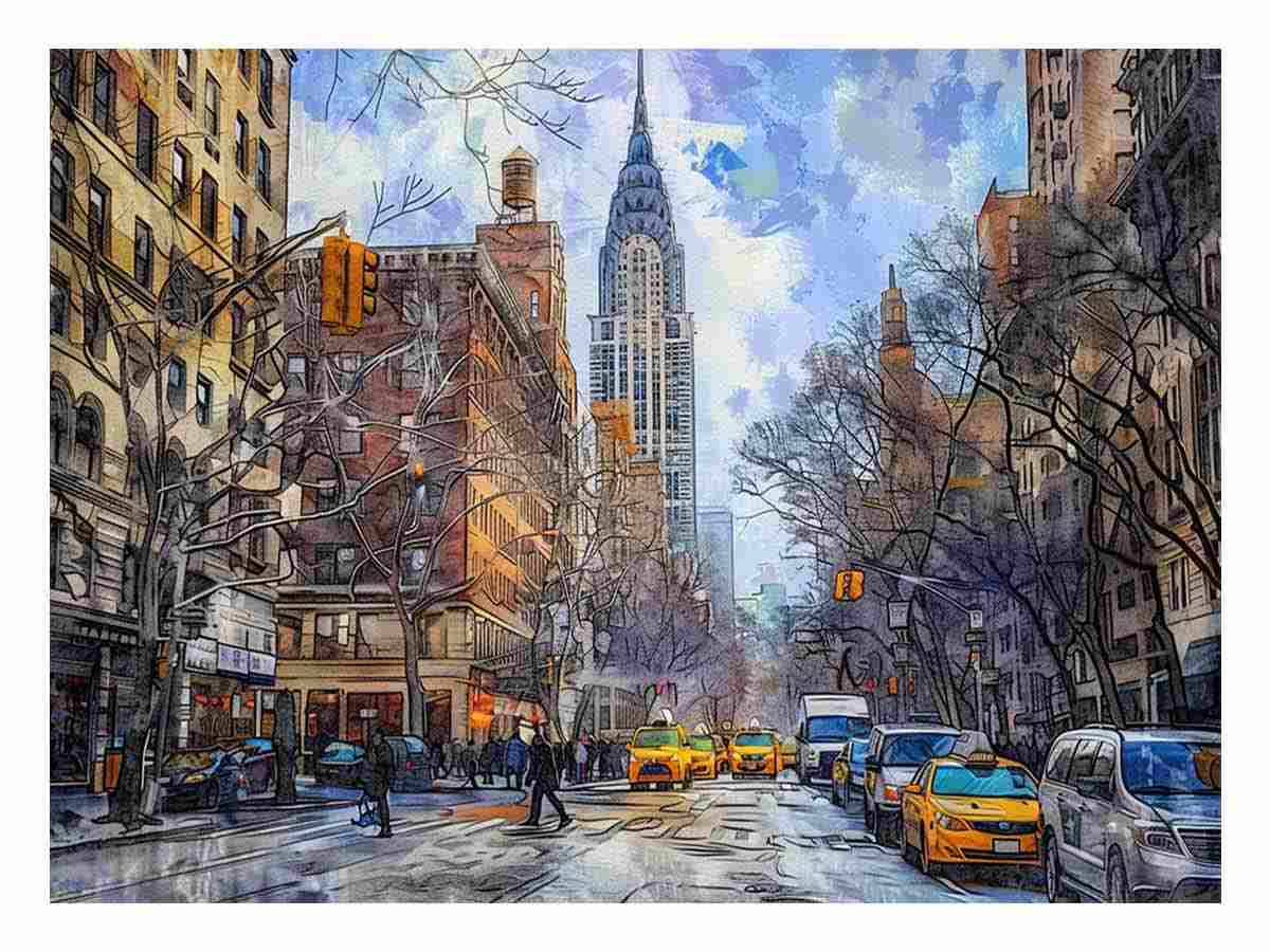 New York Street Canvas Art Print-0