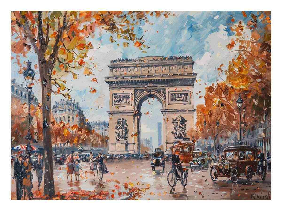 Arc De Triomphe Paris Canvas Painting-0