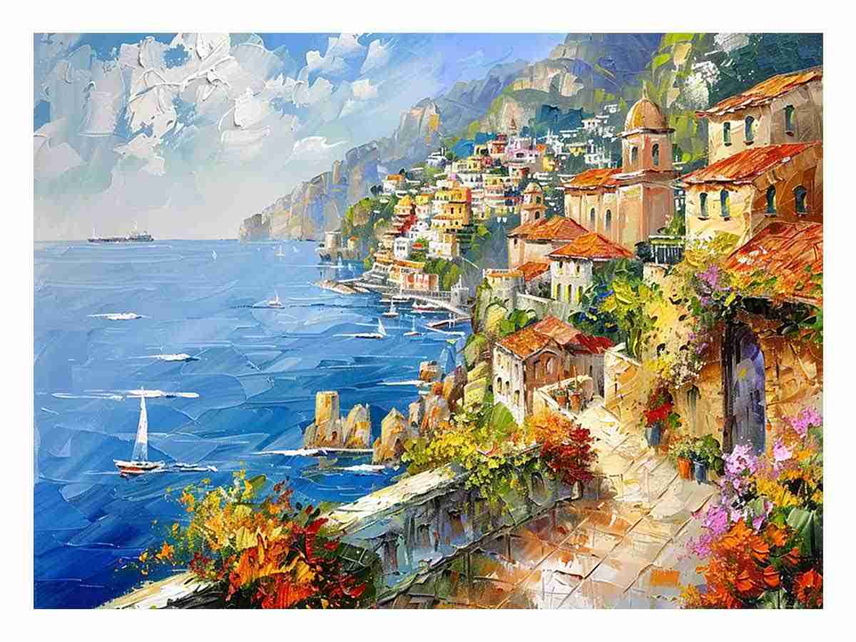 Mediterranean Beach Canvas Art Print-0