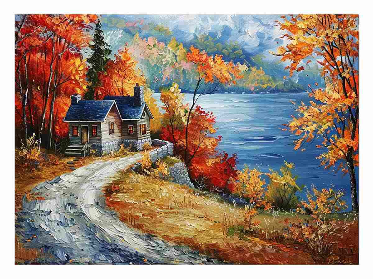 Autumn Road Wall Art painting-0