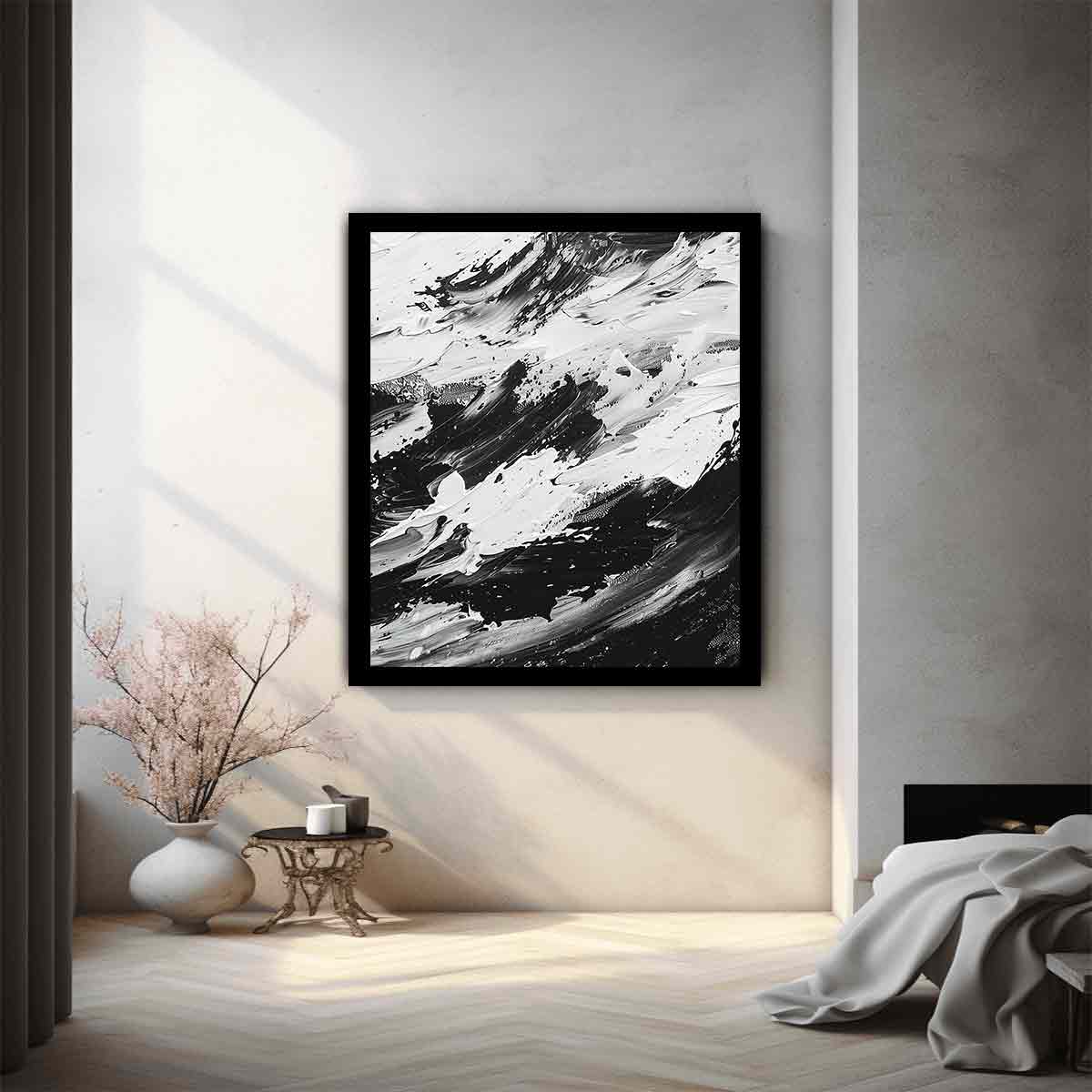 Black White Abstract Art Canvas Art Print-1
