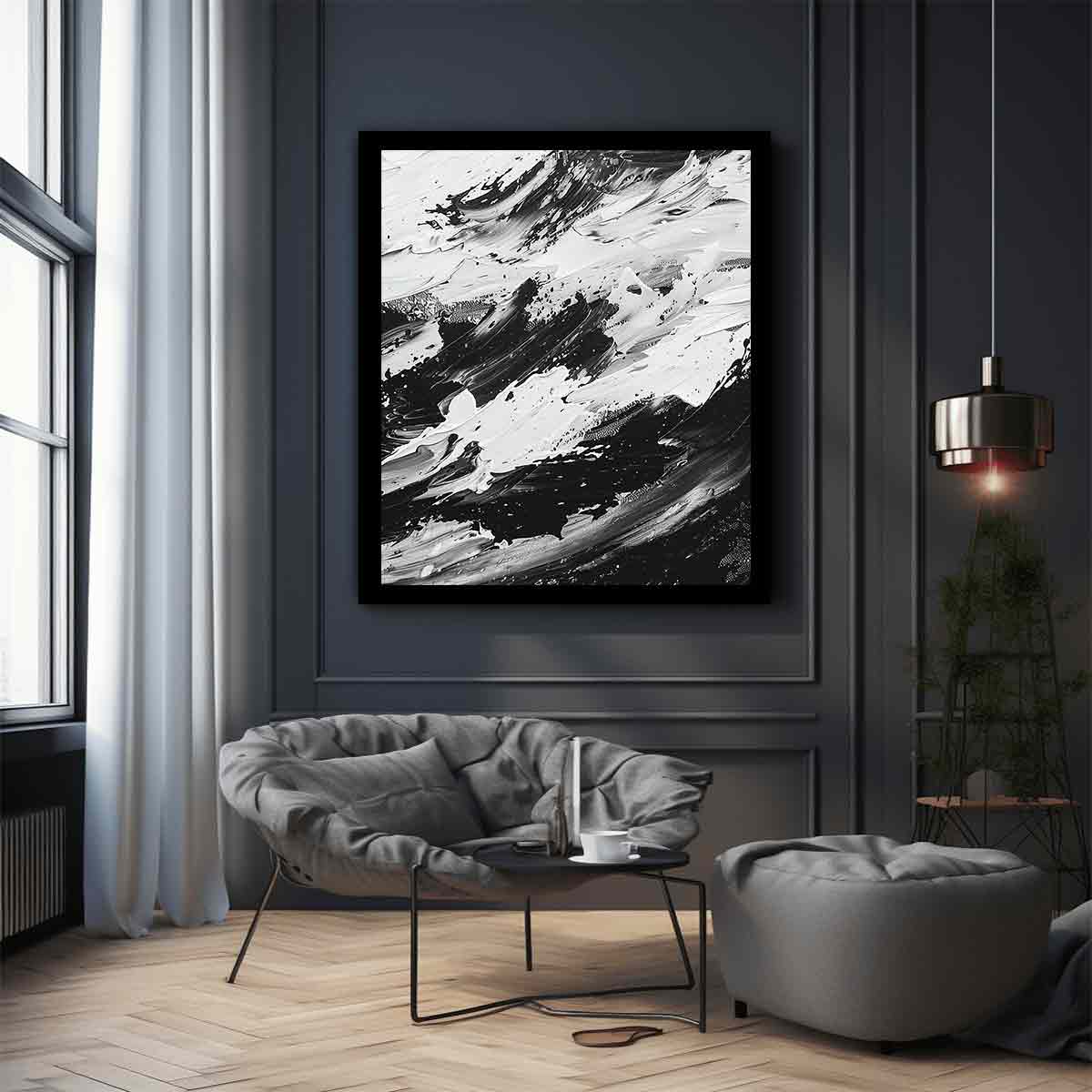 Black White Abstract Art Canvas Art Print-2