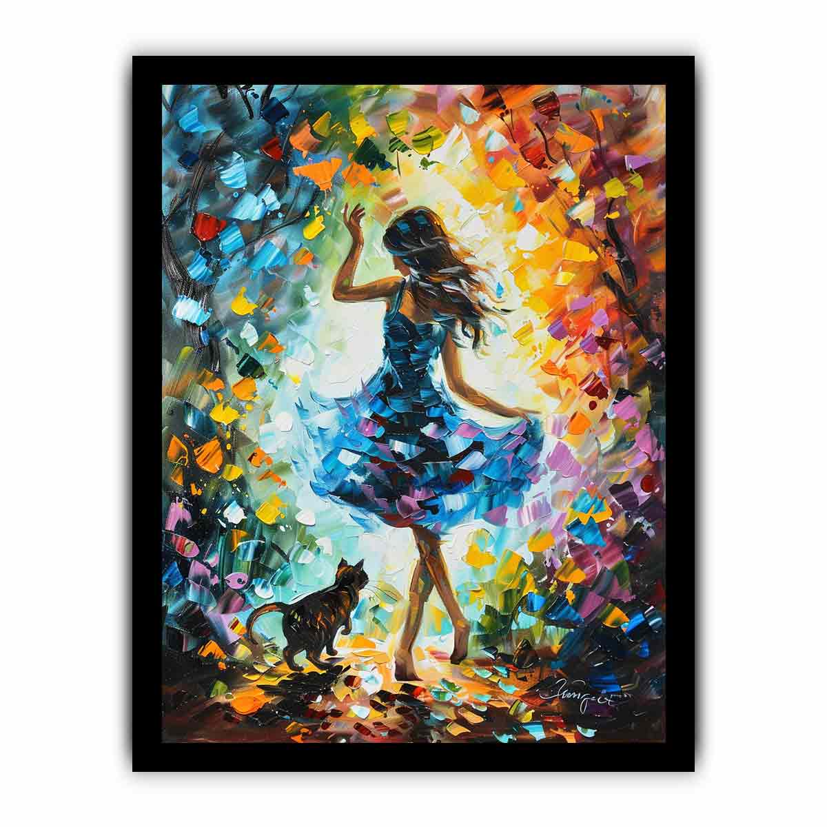 Dance With My Cat Canvas Art Print-7
