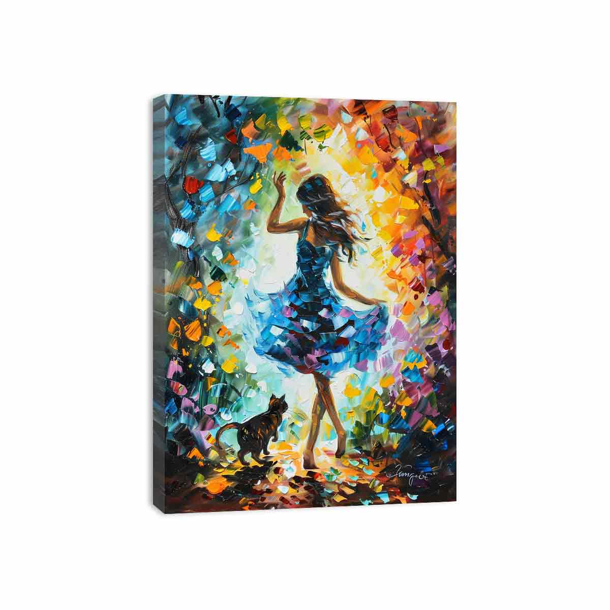 Dance With My Cat Canvas Art Print-3