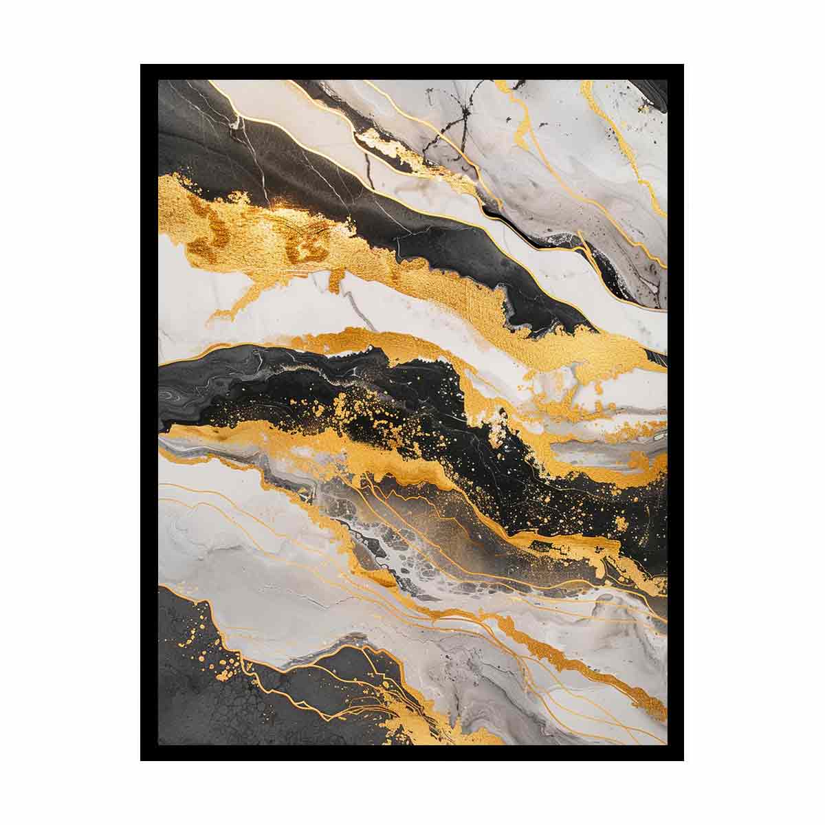 Black Gold marble Art  Canvas Art Print-4