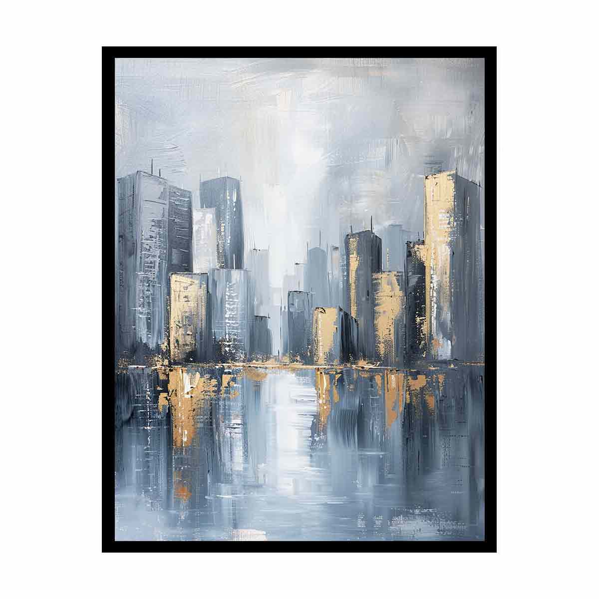 Cityscape Tall Buildings Canvas Art Print-4