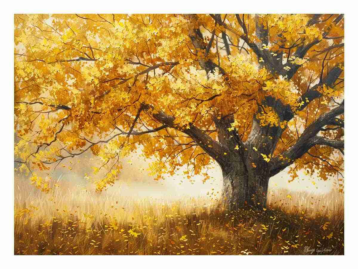 Golden Tree Canvas Painting-0