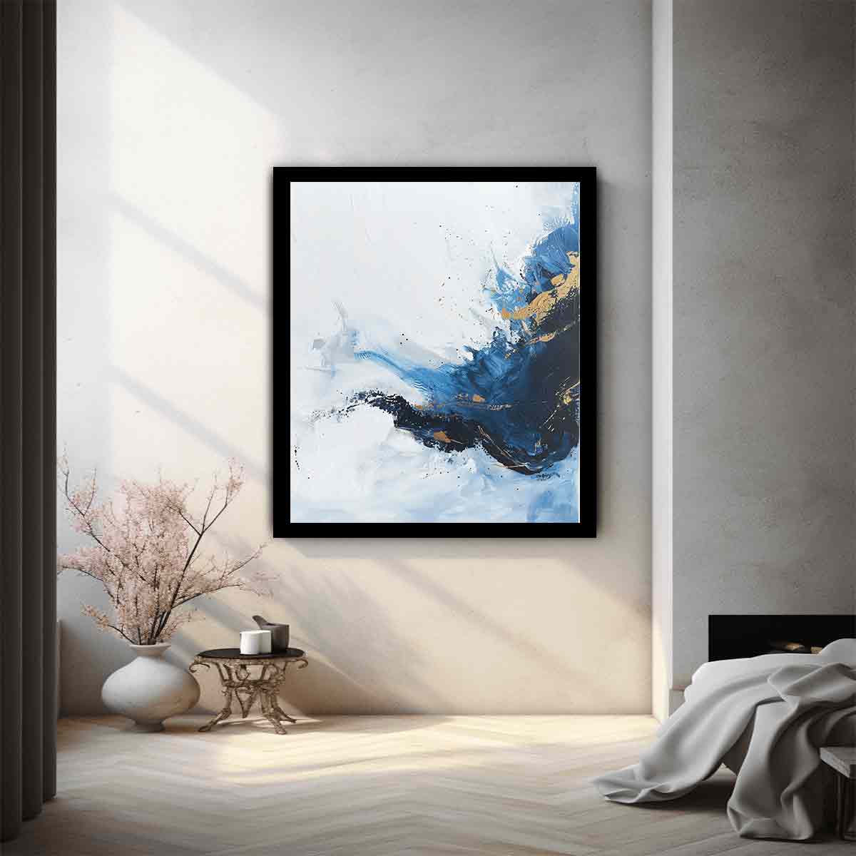 Black Gold Waves Luxury Art Canvas Painting-1