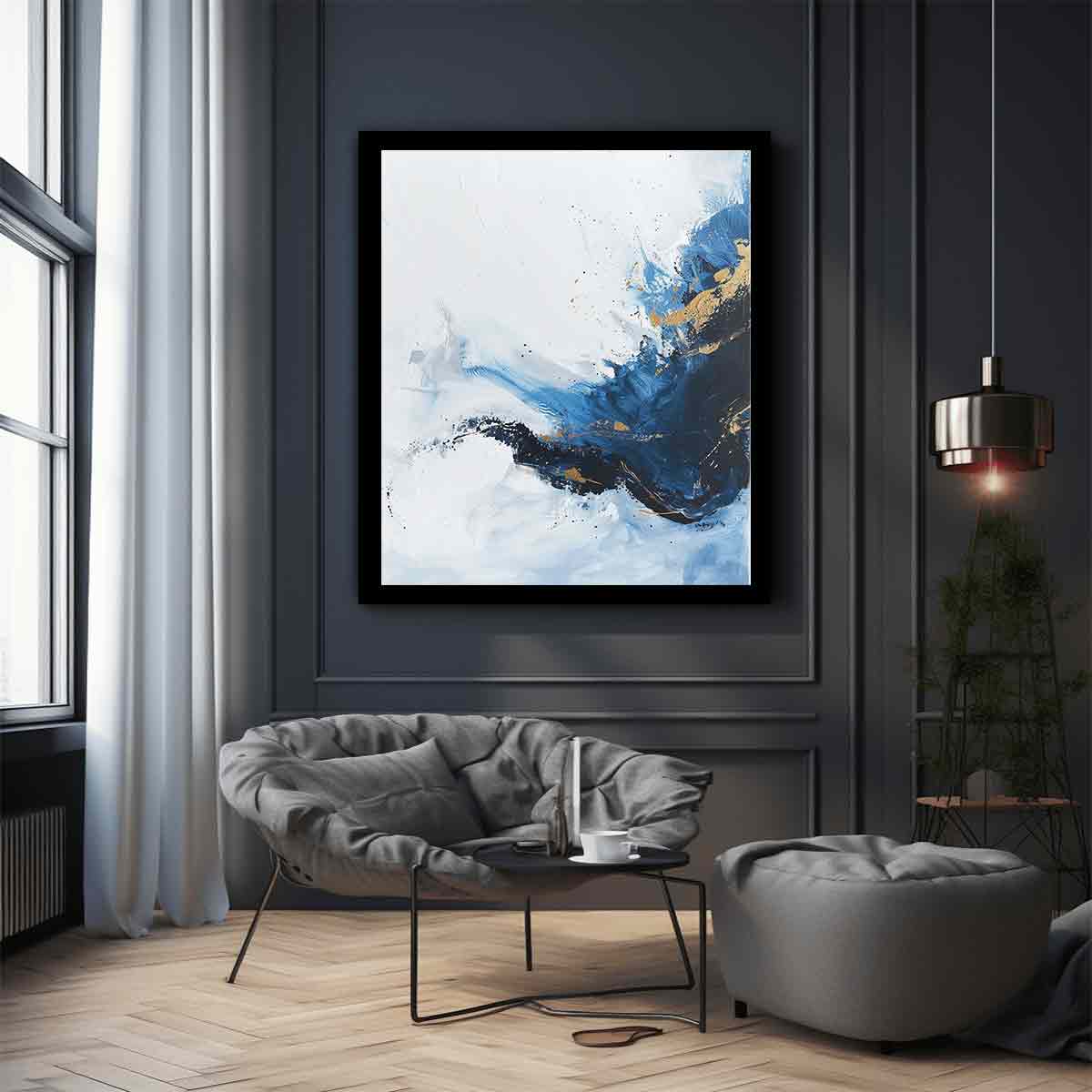 Black Gold Waves Luxury Art Canvas Painting-2