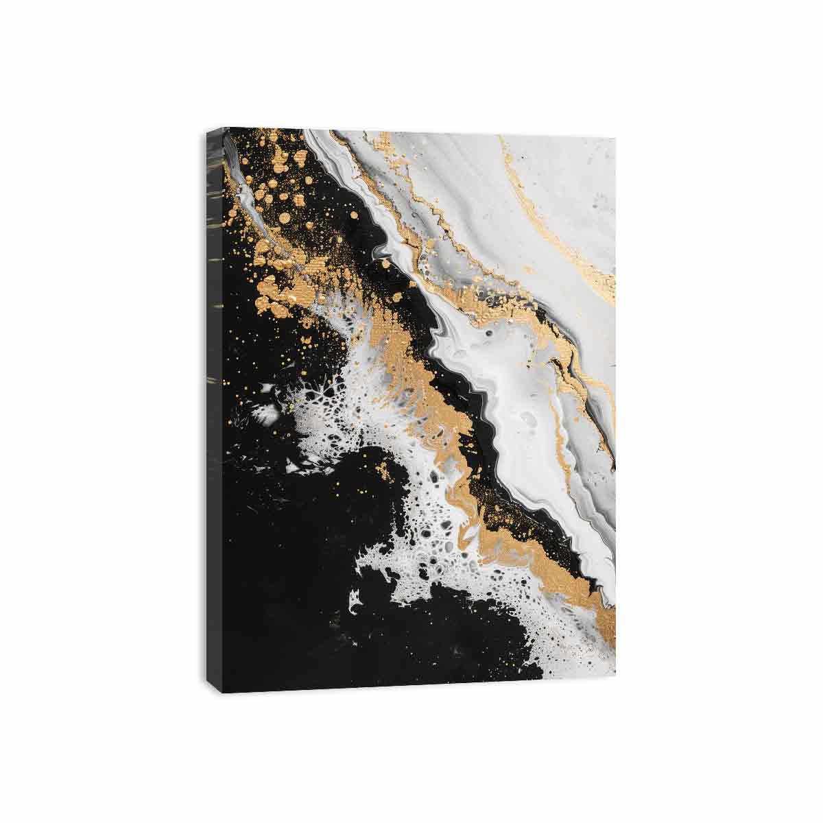 Black Gold Waves Painting-3