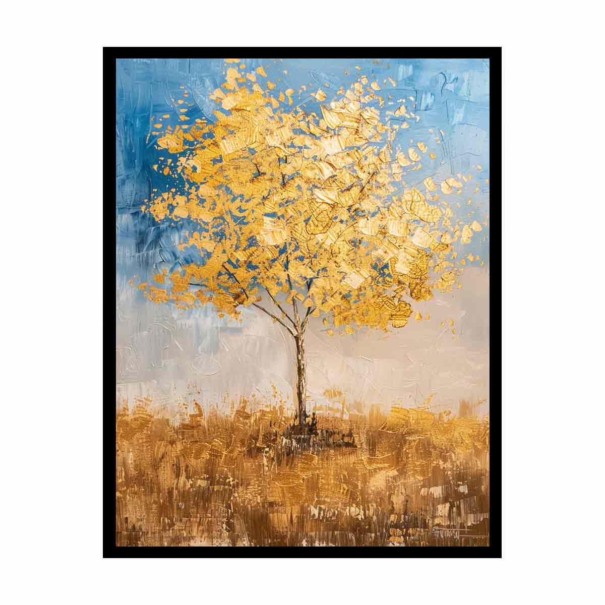 Gold Tree Painting Canvas Art Print-4