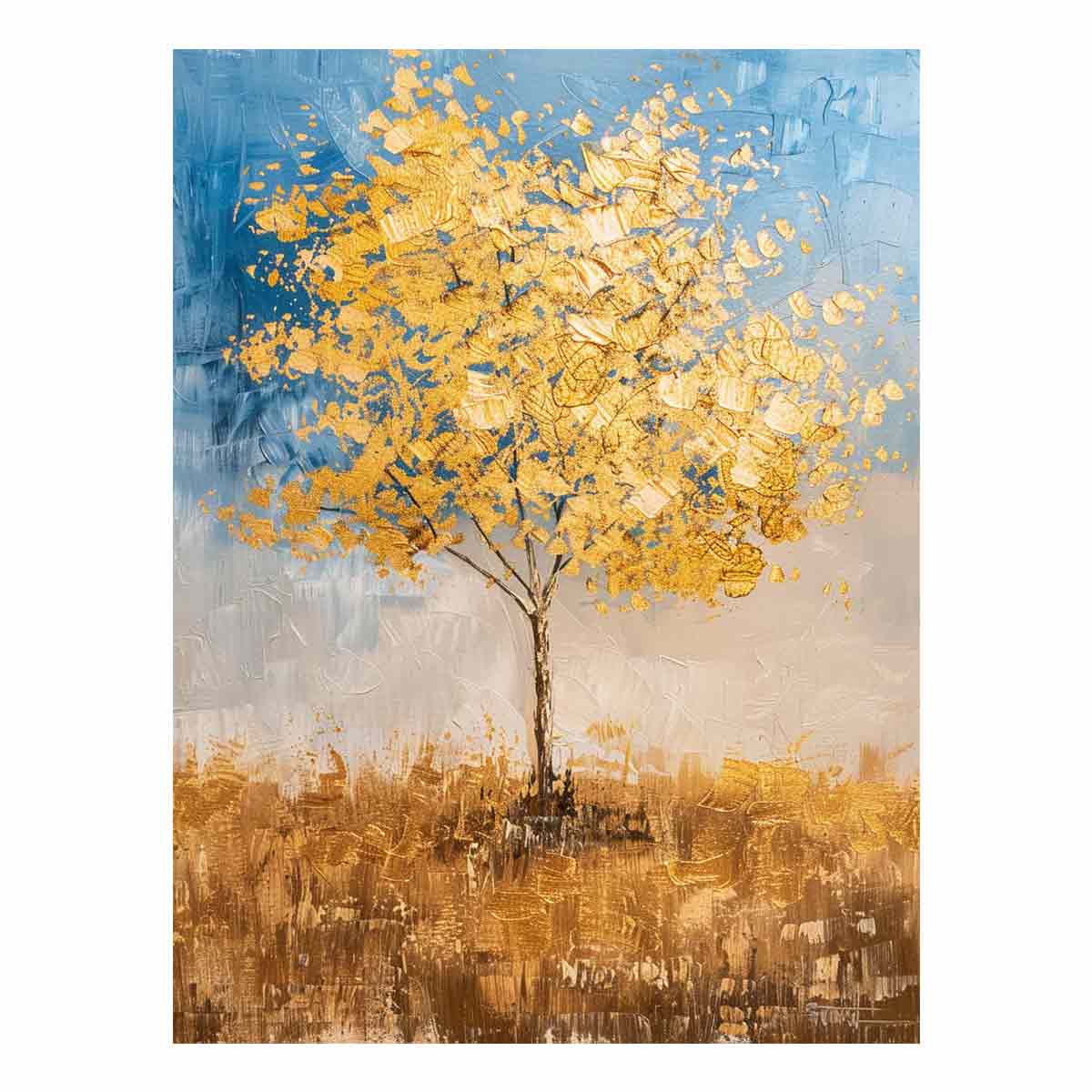Gold Tree Painting Canvas Art Print-0