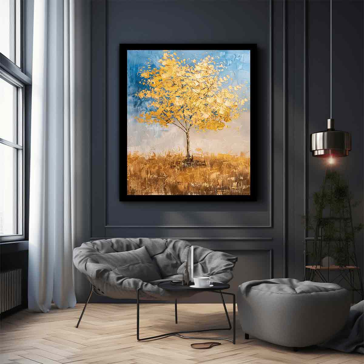 Gold Tree Painting Canvas Art Print-2