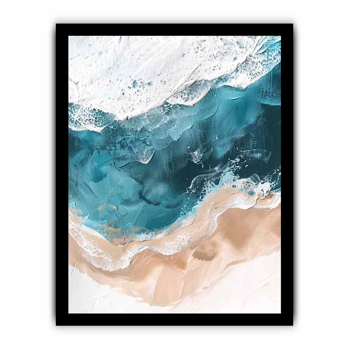 Teal Ocean  waves Canvas Art Print-7