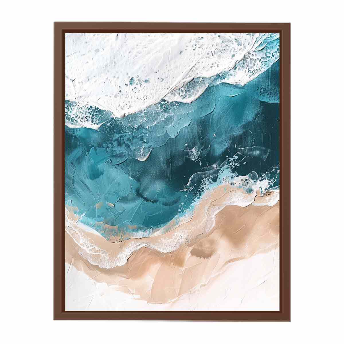 Teal Ocean  waves Canvas Art Print-6