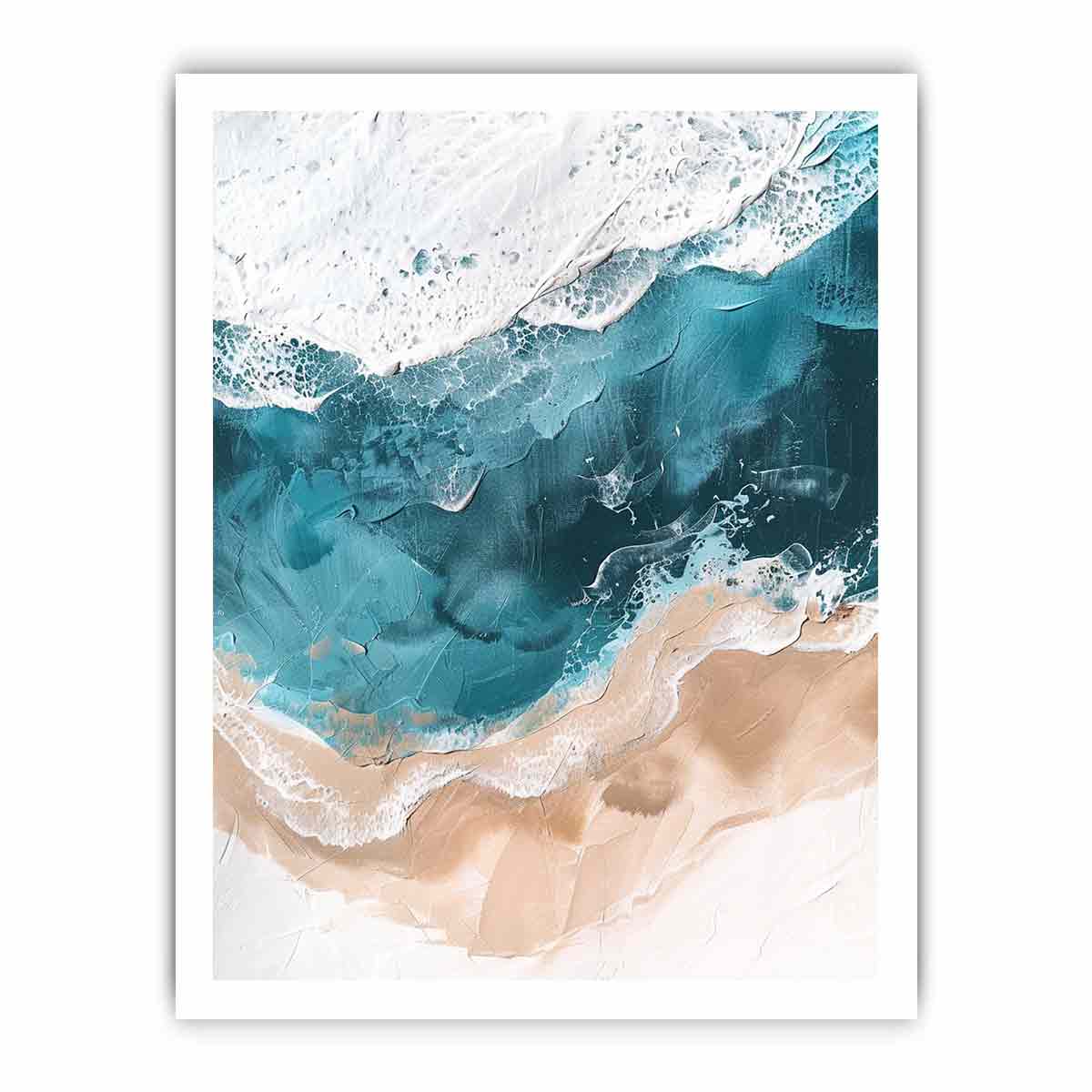 Teal Ocean  waves Canvas Art Print-8