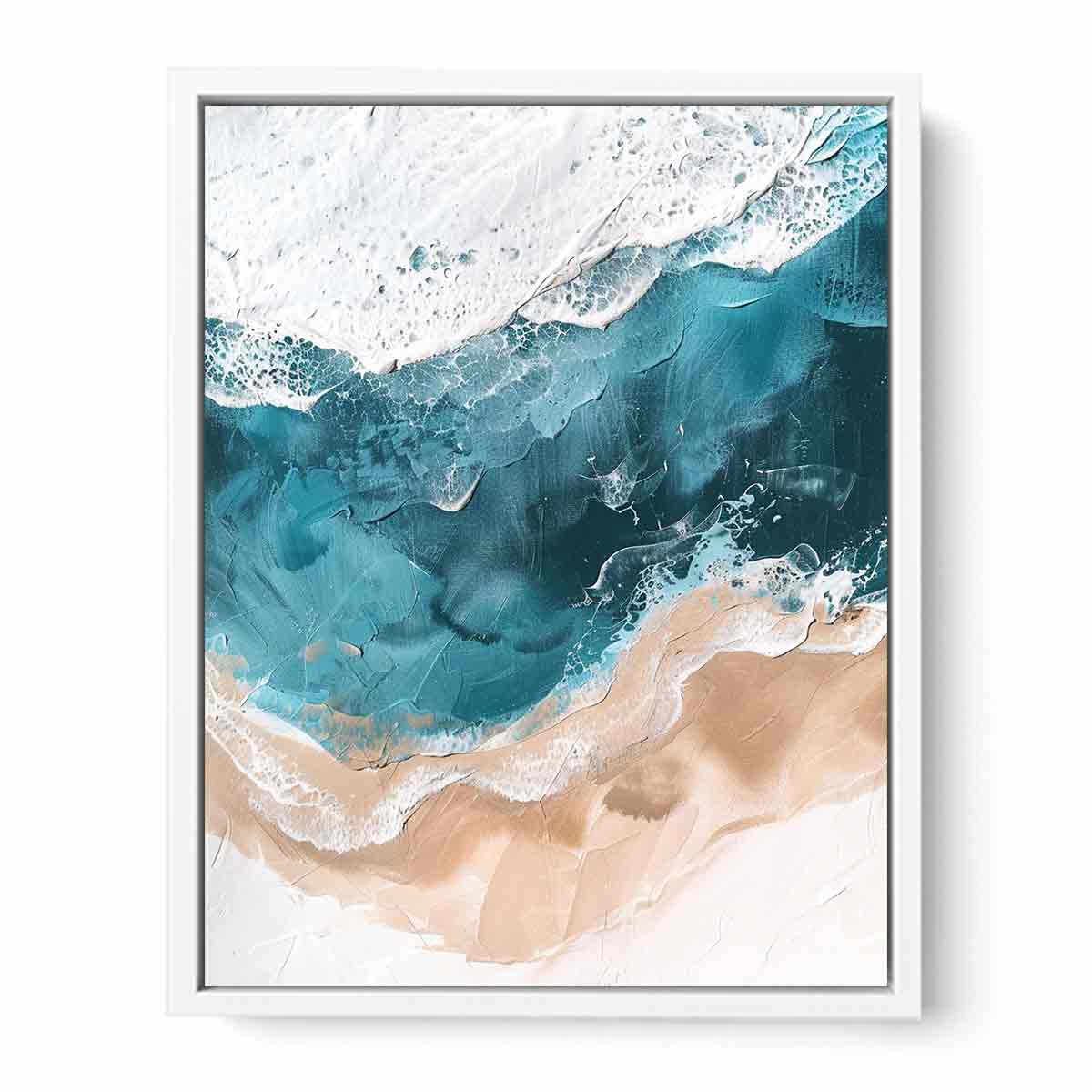 Teal Ocean  waves Canvas Art Print-5