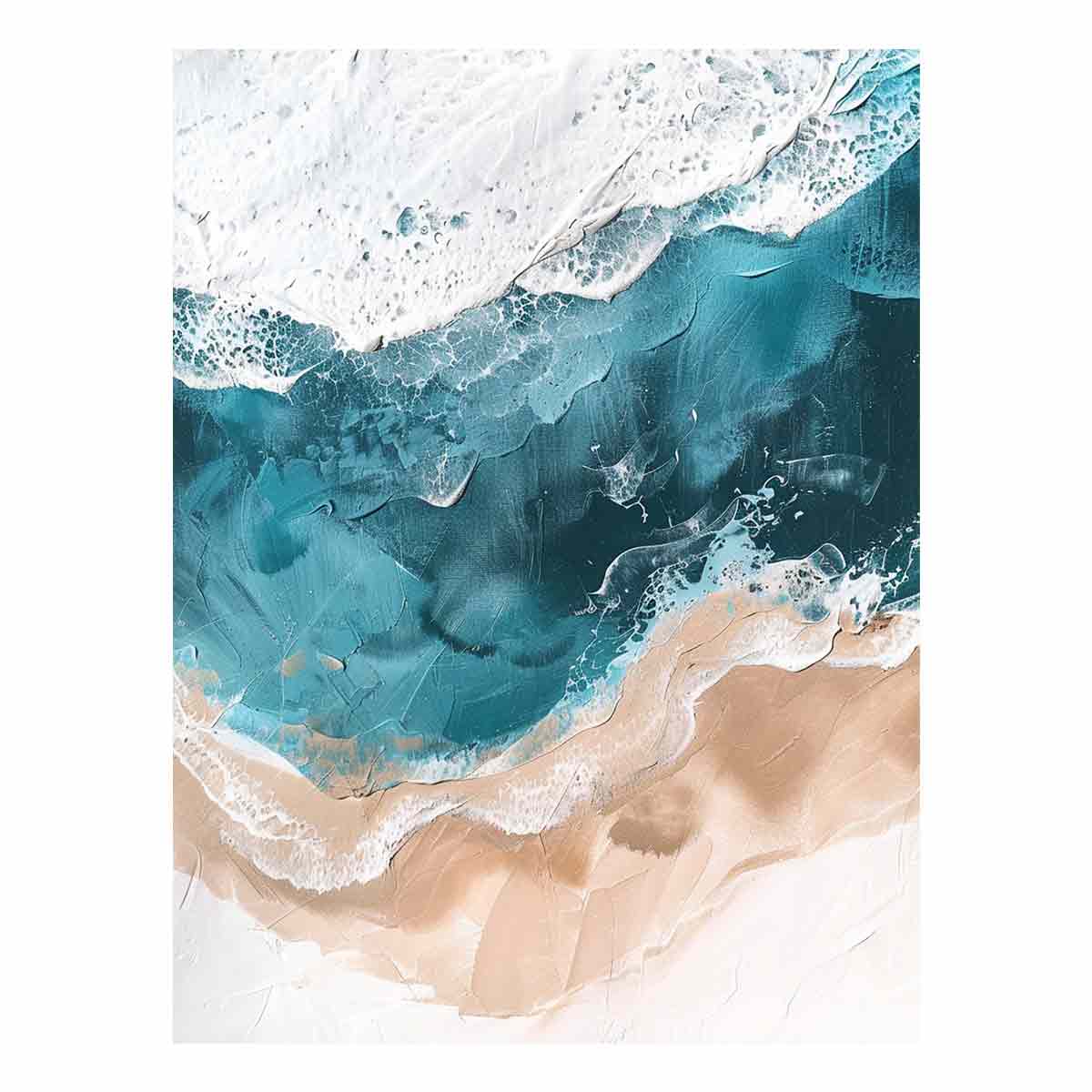 Teal Ocean  waves Canvas Art Print-0