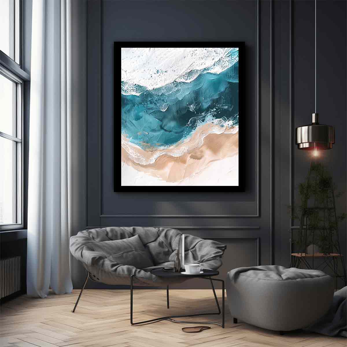 Teal Ocean  waves Canvas Art Print-2