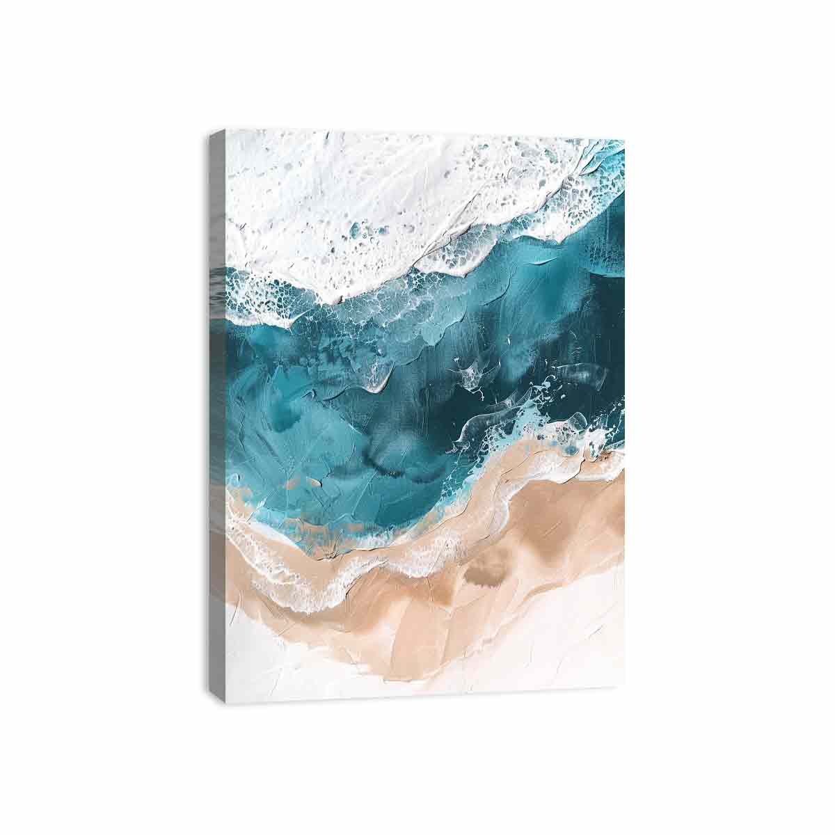 Teal Ocean  waves Canvas Art Print-3