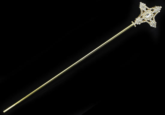 V6009 Unisex Kids Children Boy Girl Cross Gold Scepter Magic Wand Metal Crystal-1