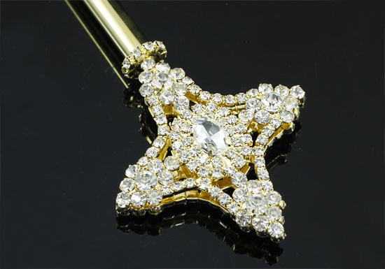 V6009 Unisex Kids Children Boy Girl Cross Gold Scepter Magic Wand Metal Crystal-2