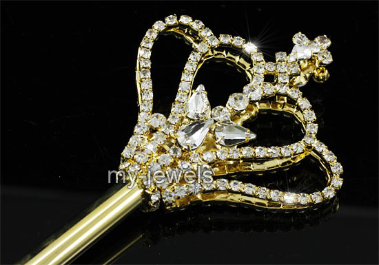 V6010 Children Girl Scepter Magic Wand Gold Costumes Princess Crown-0