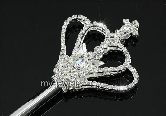 V6011 Children Girl Scepter Kids Magic Wand Silver Costumes Princess Crown-0