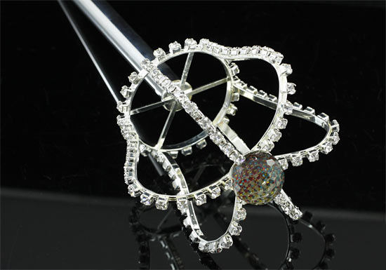 V6018 Unisex Long Scepter Silver King Queen Men Women Cosplay Crystal-2