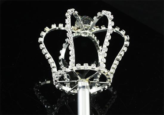 V6018 Unisex Long Scepter Silver King Queen Men Women Cosplay Crystal-3